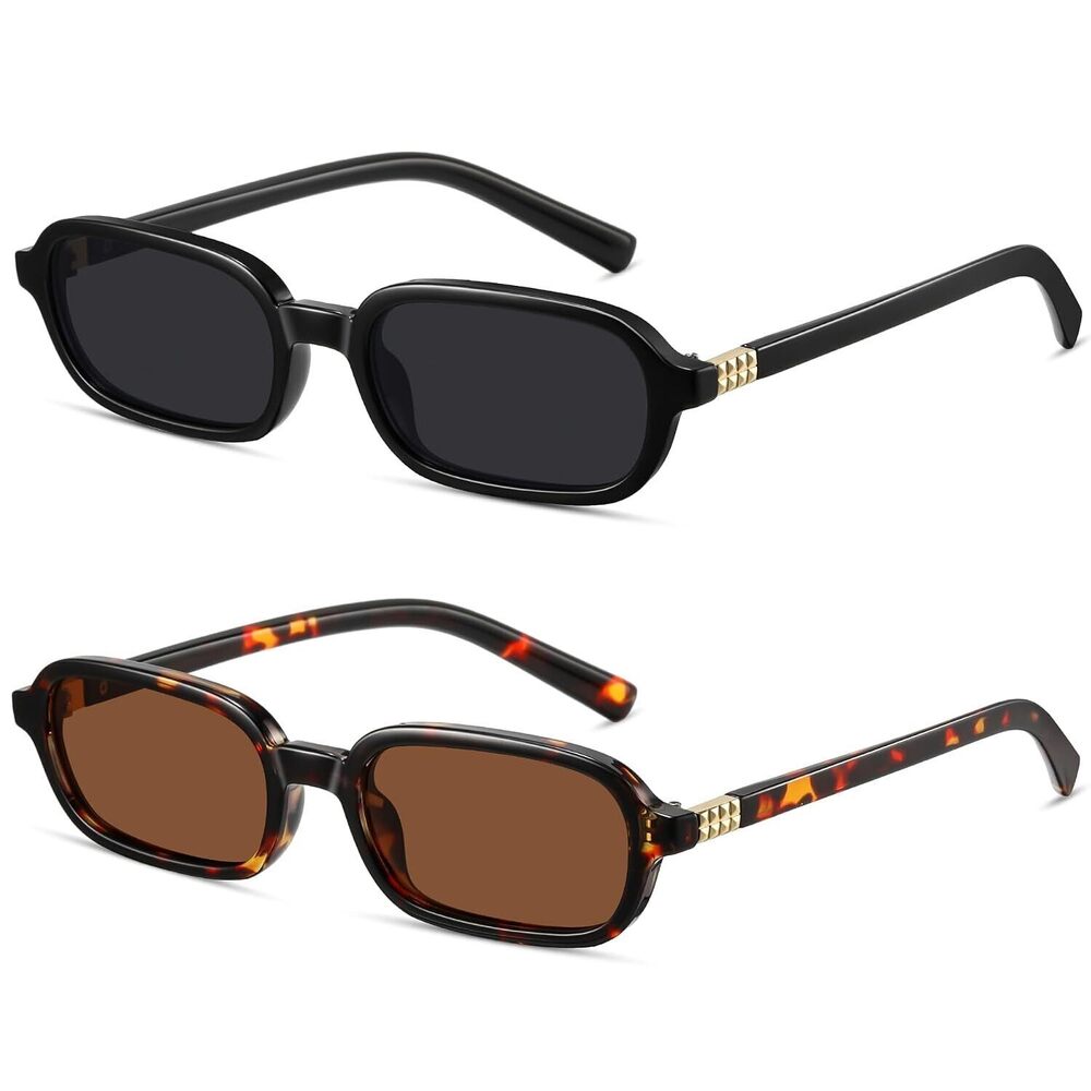 Vintage Rectangle Sunglasses Y2K Retro Small Square Frame